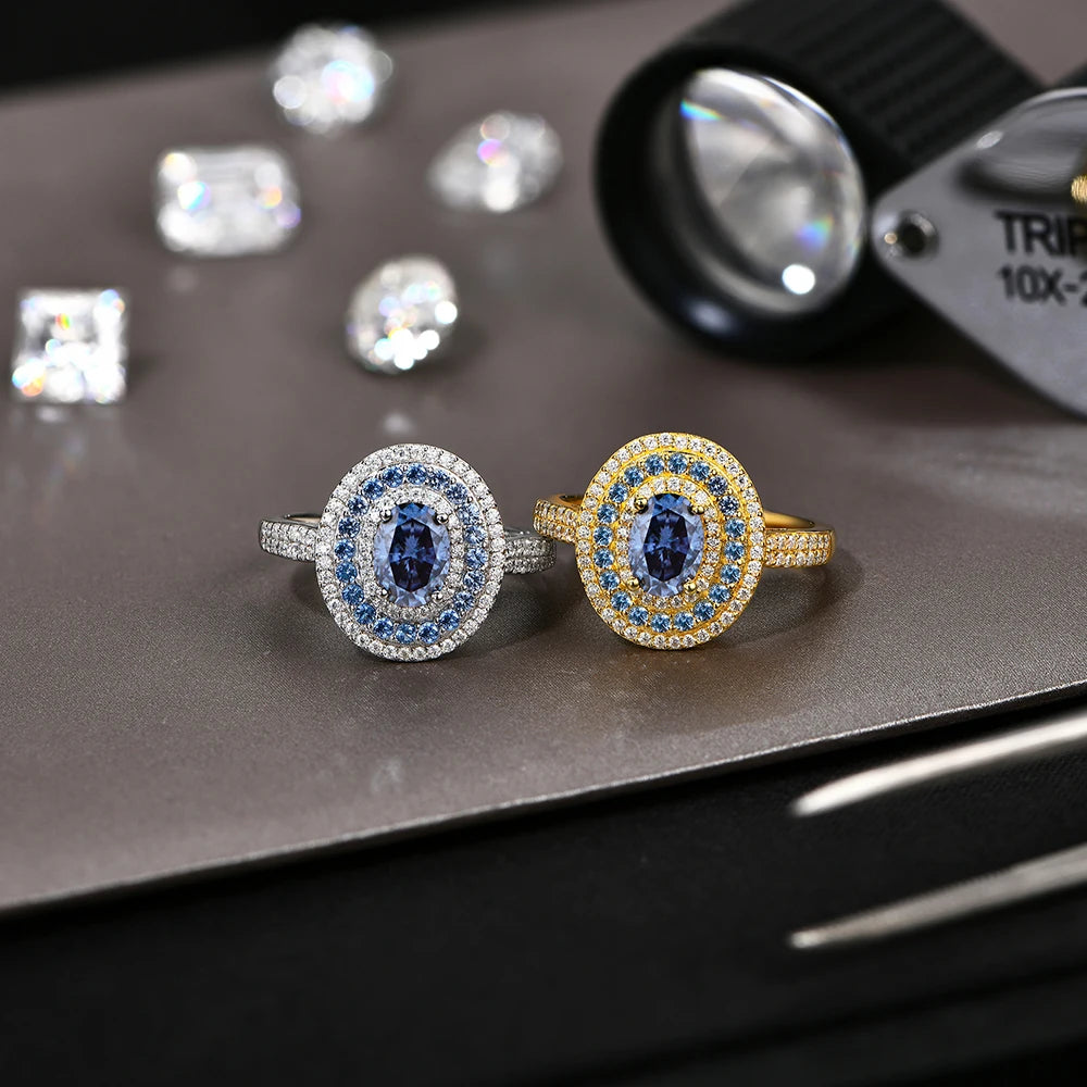 Diorina Jewelry Luxe Evil Eye Ring – Blue Sapphire- Gold plated