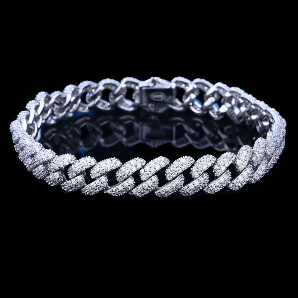 Diorina Jewelry Bracelet for MEN – 18K White Gold Finish with Simulated Diamonds