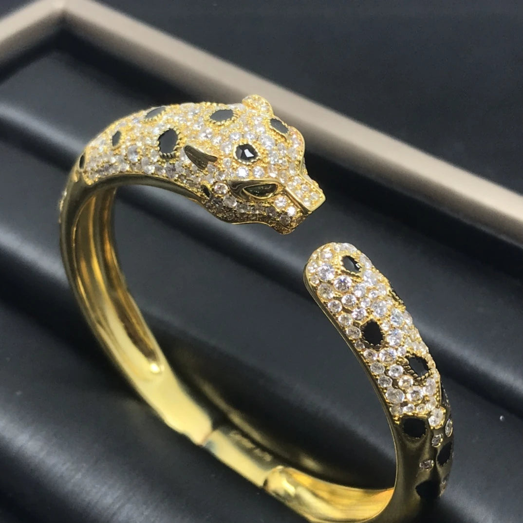 Diorina Jewelry Fierce Panther Head Bangles plated in Gold, Rose Gold & Silver