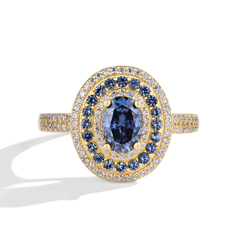 Diorina Jewelry Luxe Evil Eye Ring – Blue Sapphire- Gold plated