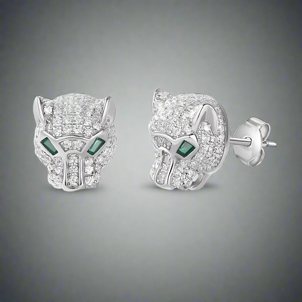 Diorina Jewelry Emerald - Eyed Panther Stud Earrings