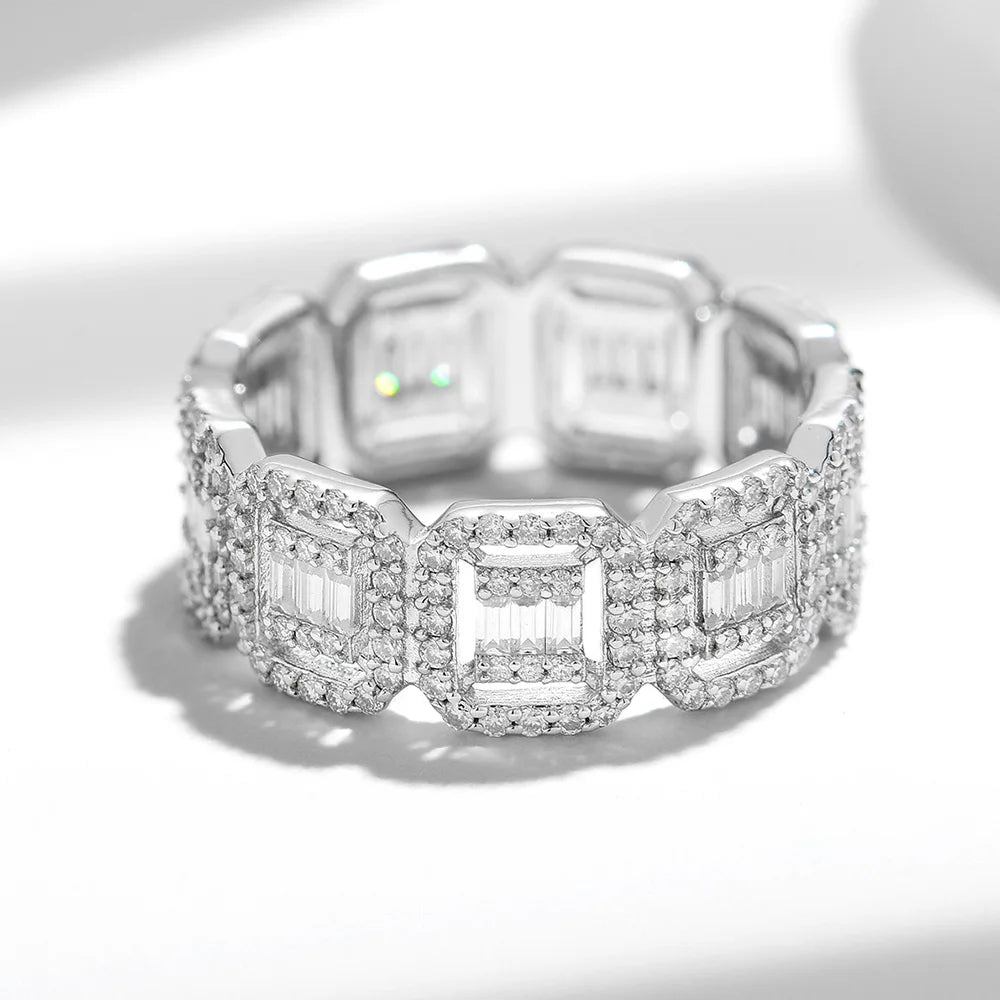 Diorina Jewelry Radiant Mosaic Eternity Ring - 925 Sterling Silver