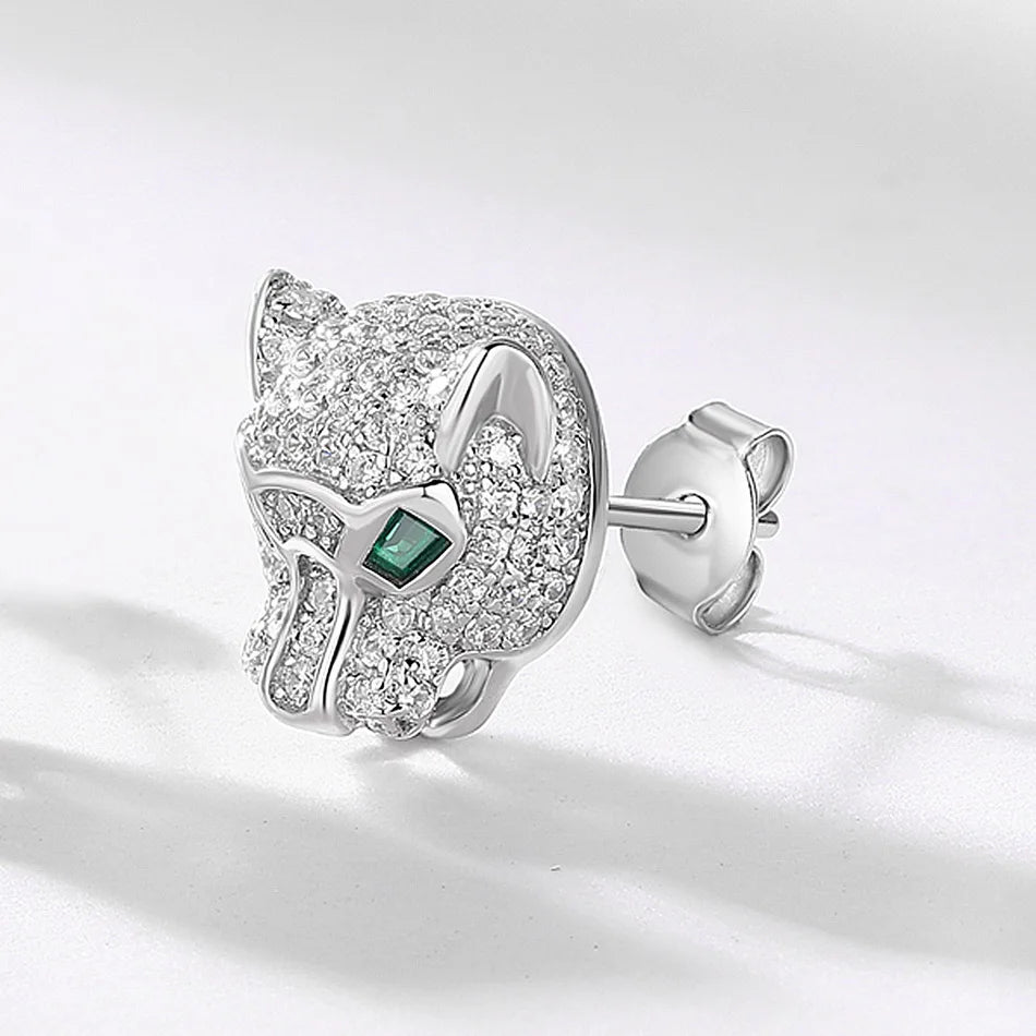Diorina Jewelry Emerald - Eyed Panther Stud Earrings
