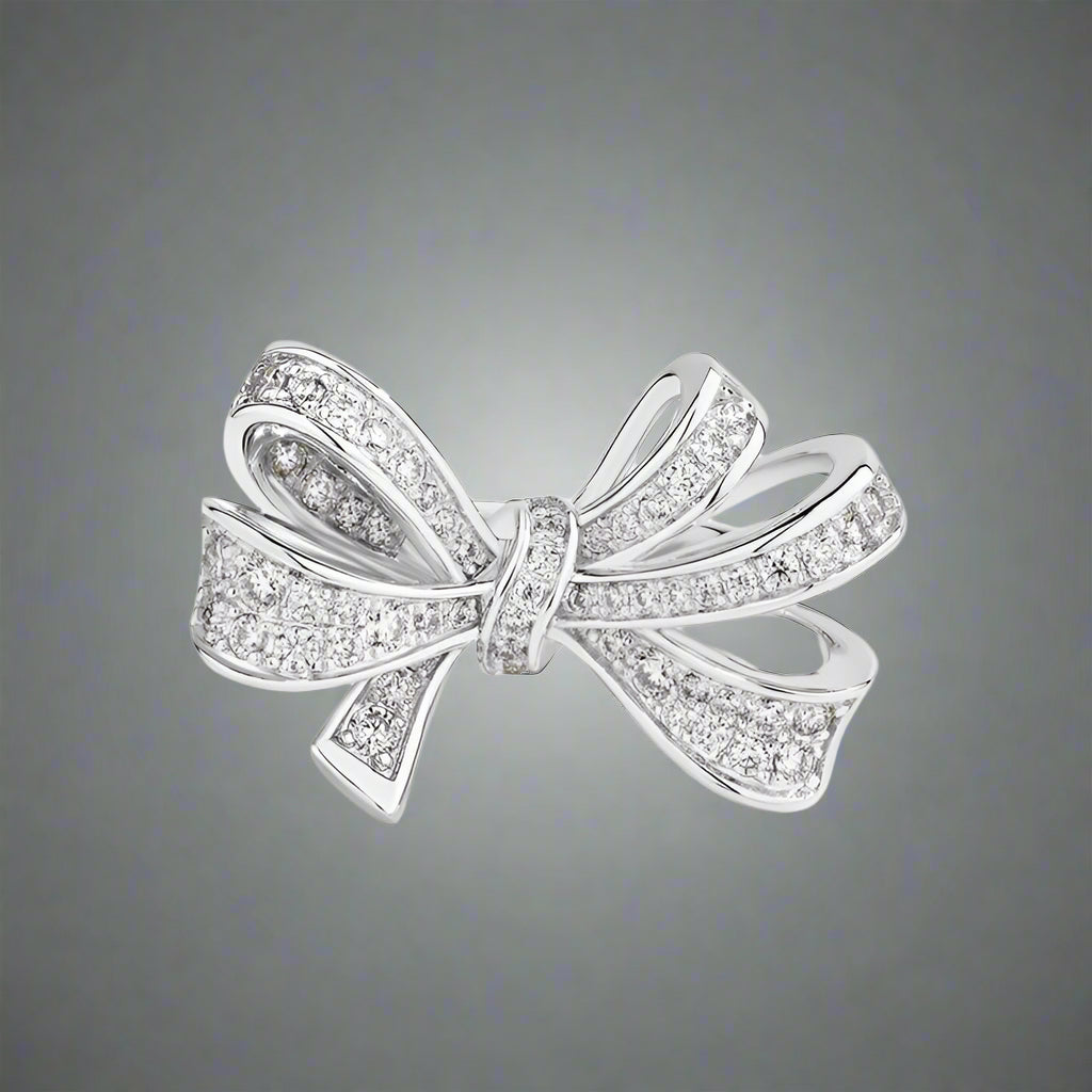 Diorina Jewelry Luxury Bow-Knot Ring for Women Full Diamond & 18K Gold Ring