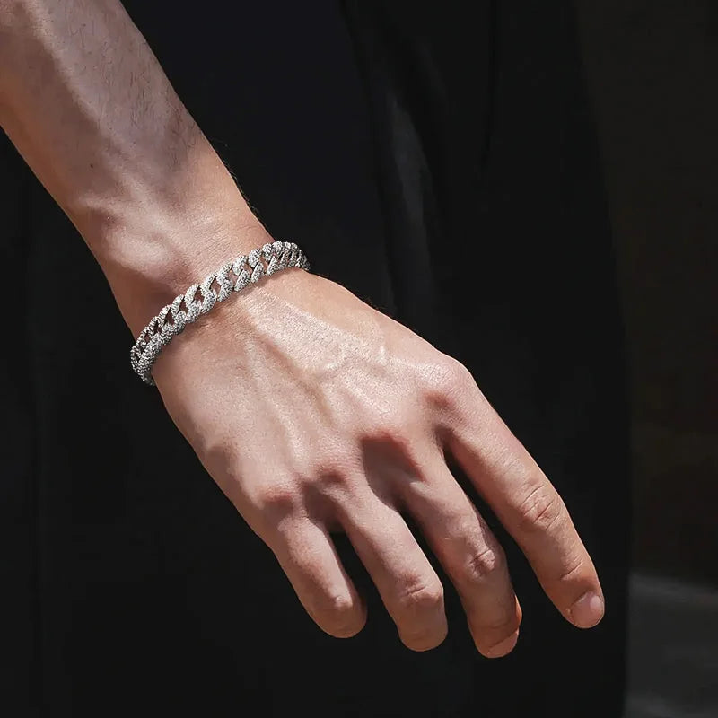 Diorina Jewelry Bracelet for MEN – 18K White Gold Finish with Simulated Diamonds