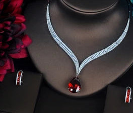 Diorina Luxury Red Water Drop - Jewelry Set – Elegant Statement Set