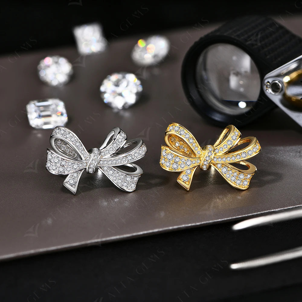 Diorina Jewelry Luxury Bow-Knot Ring for Women Full Diamond & 18K Gold Ring