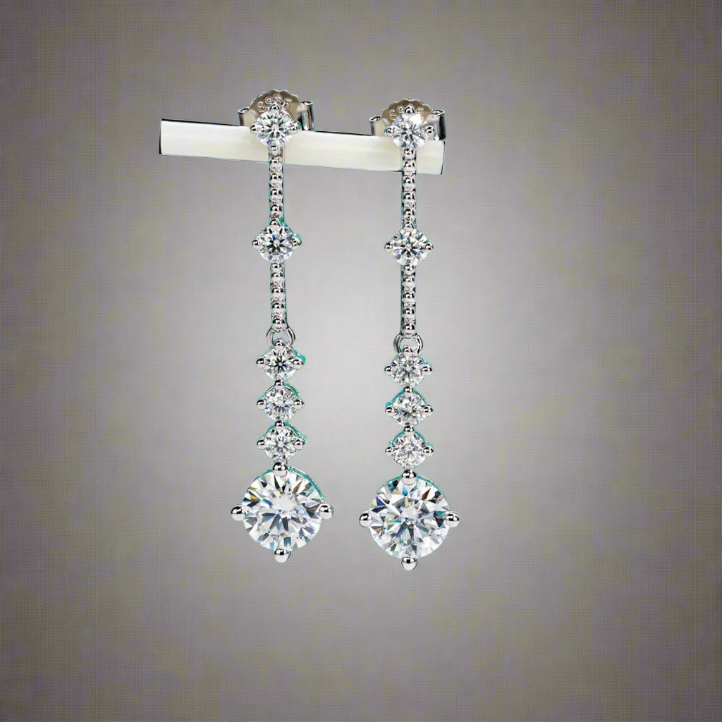 Diorina Jewelry Cascading Brilliance Drop Earrings – Long Dangle Gold plated