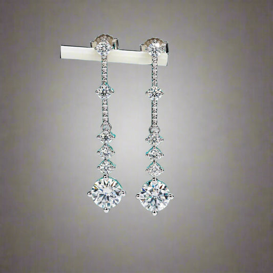 Diorina Jewelry Cascading Brilliance Drop Earrings – Long Dangle Gold plated