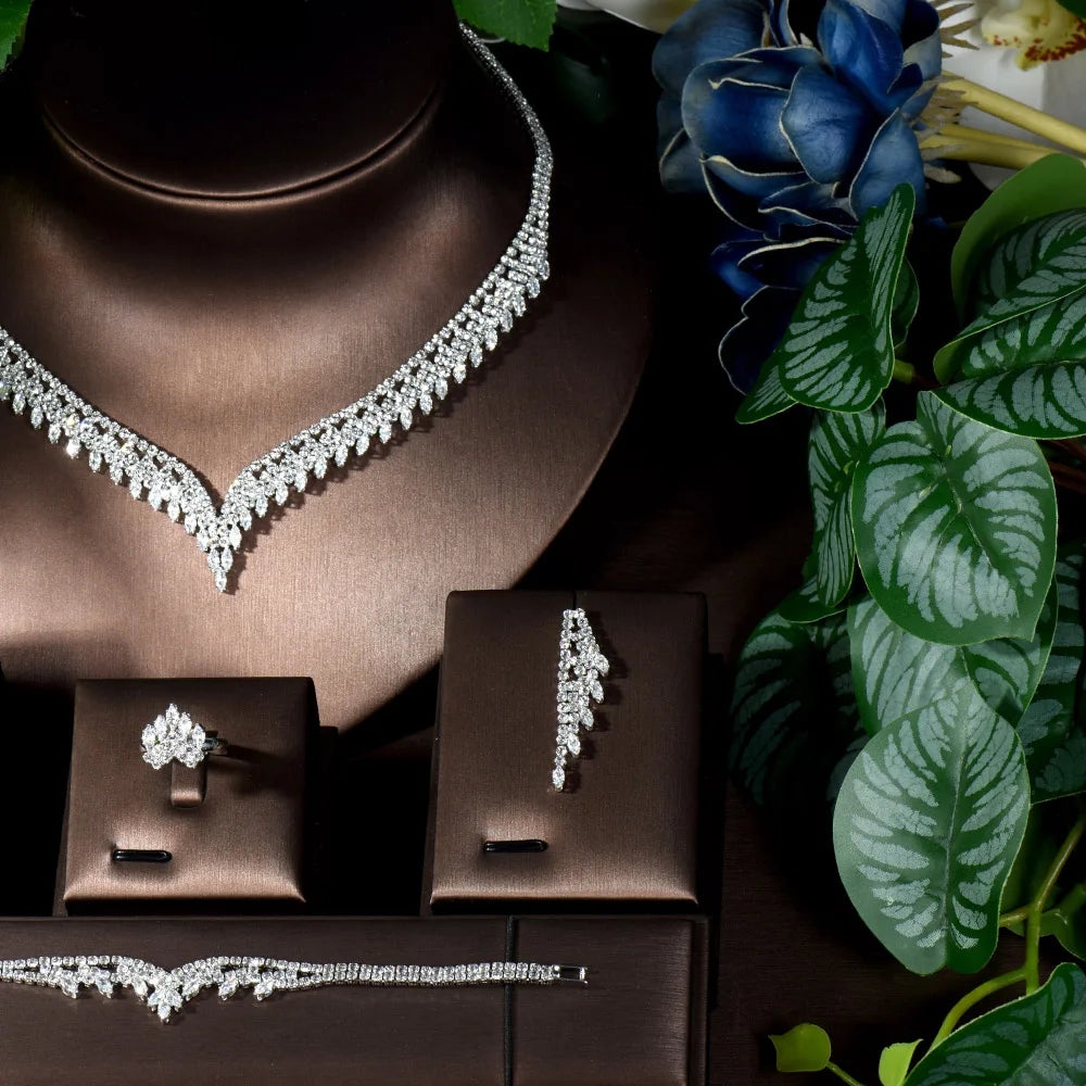 Diorina Jewelry Swarovski Crystal - Luxury Jewelry Set – Ornate Necklace & Earrings for Special Occasions
