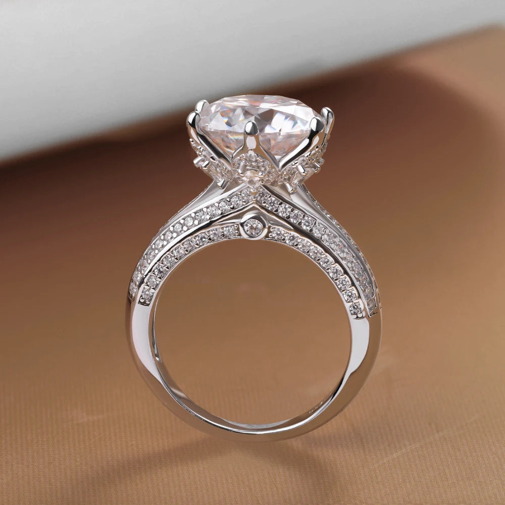 Diorina Jewelry Royal Bloom Engagement Ring – Double Band with Crown Prong Setting