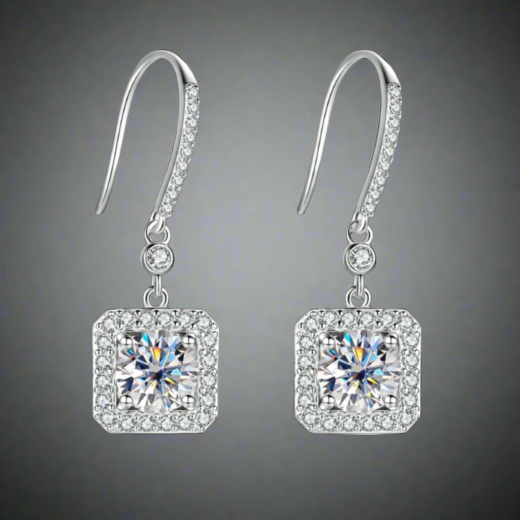 Diorina Jewelry Radiance Drop Earrings - White gold plated with crystals