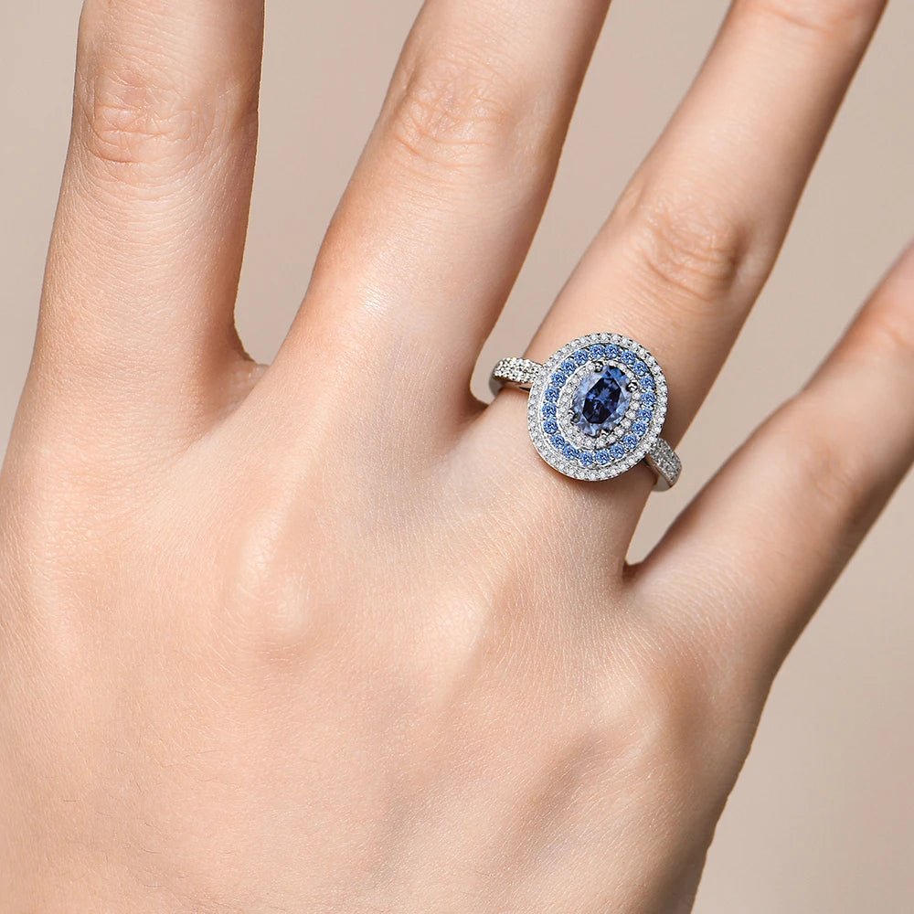 Diorina Jewelry Luxe Evil Eye Ring – Blue Sapphire- Gold plated