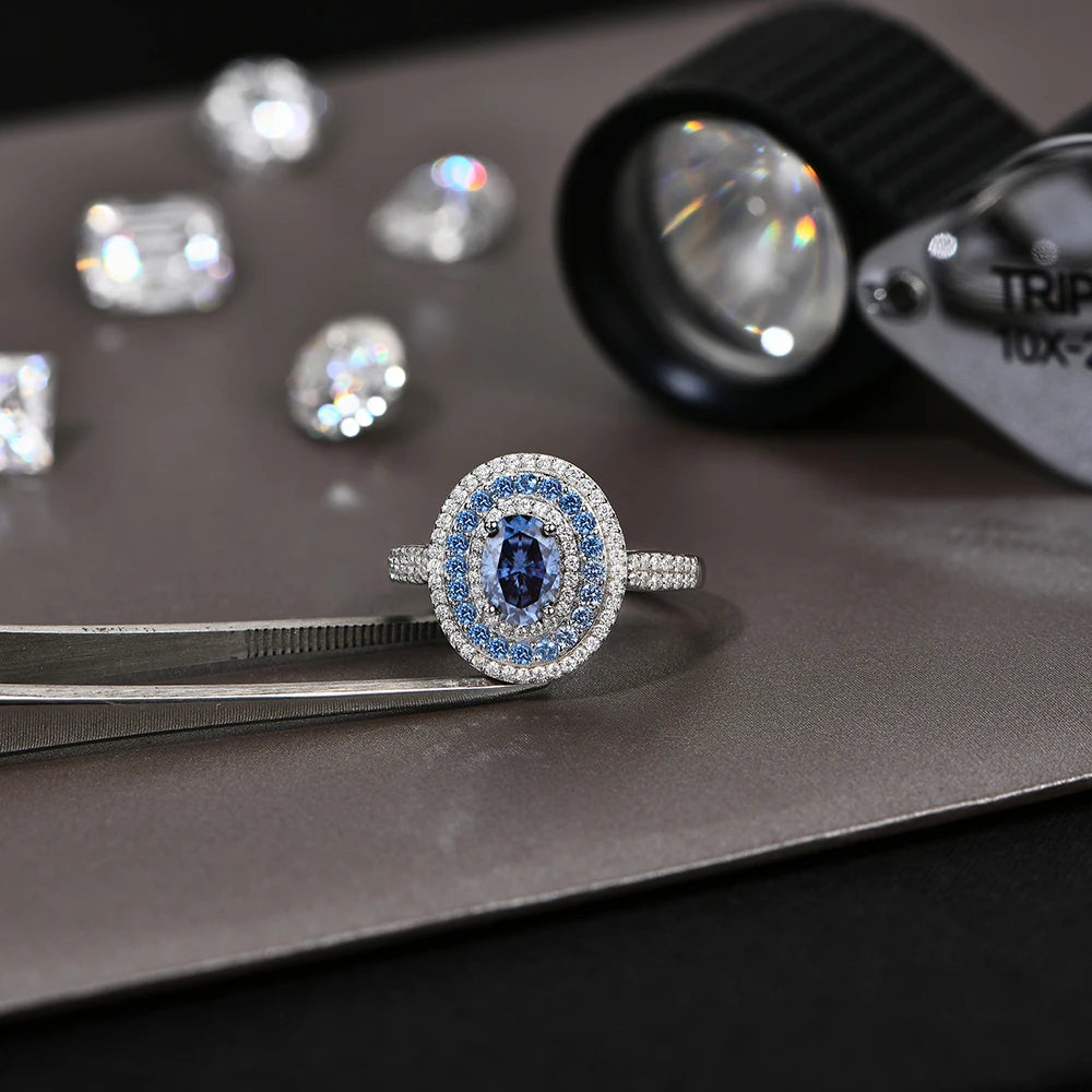 Diorina Jewelry Luxe Evil Eye Ring – Blue Sapphire- Gold plated