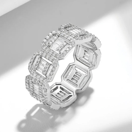 Diorina Jewelry Radiant Mosaic Eternity Ring - 925 Sterling Silver