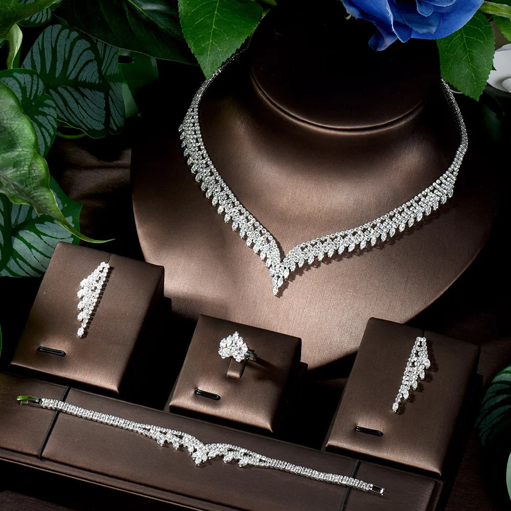 Diorina Jewelry Swarovski Crystal - Luxury Jewelry Set – Ornate Necklace & Earrings for Special Occasions