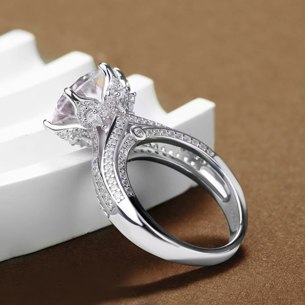 Diorina Jewelry Royal Bloom Engagement Ring – Double Band with Crown Prong Setting