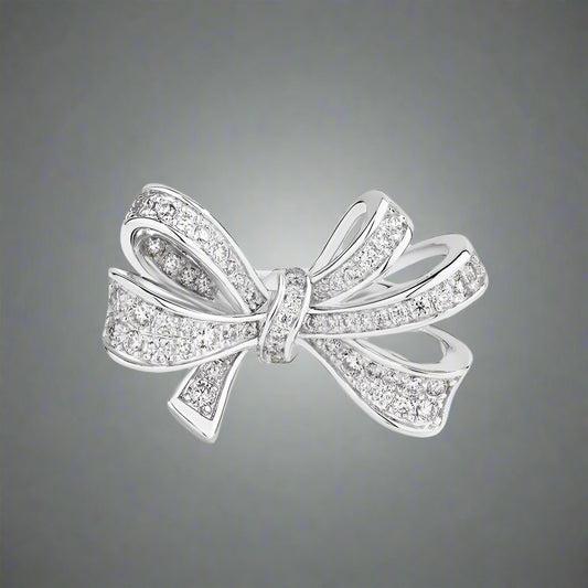 Diorina Jewelry Luxury Bow-Knot Ring for Women Full Diamond & 18K Gold Ring