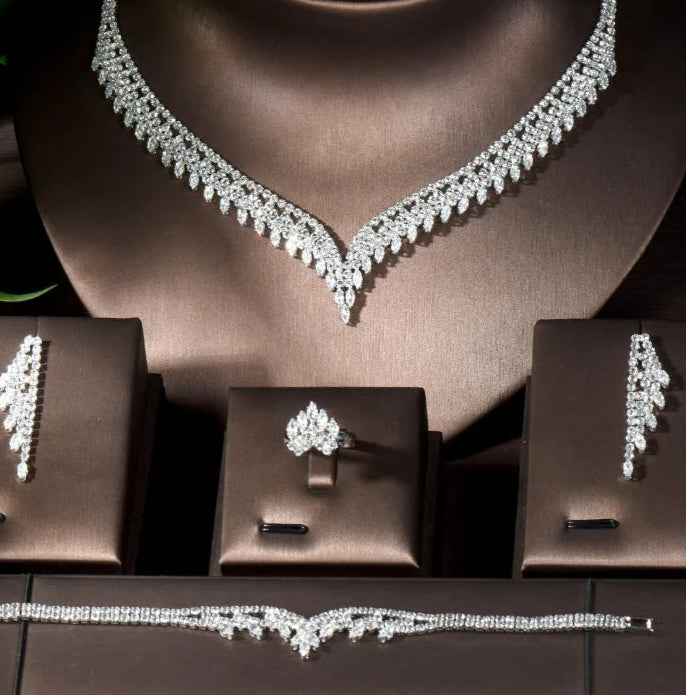 Diorina Jewelry Swarovski Crystal - Luxury Jewelry Set – Ornate Necklace & Earrings for Special Occasions