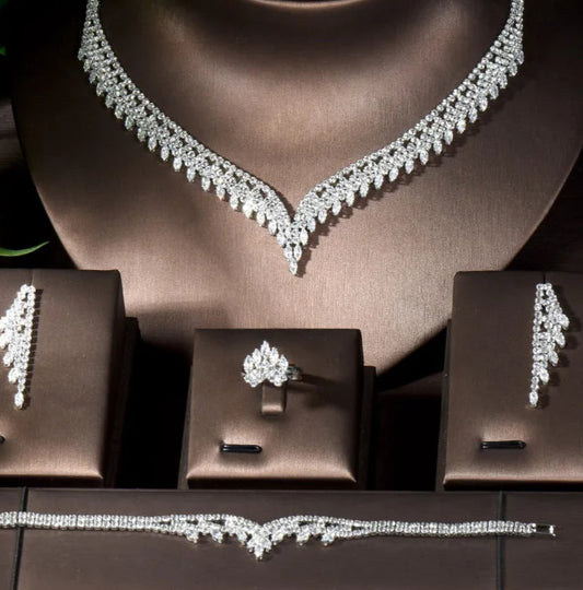 Diorina Jewelry Swarovski Crystal - Luxury Jewelry Set – Ornate Necklace & Earrings for Special Occasions